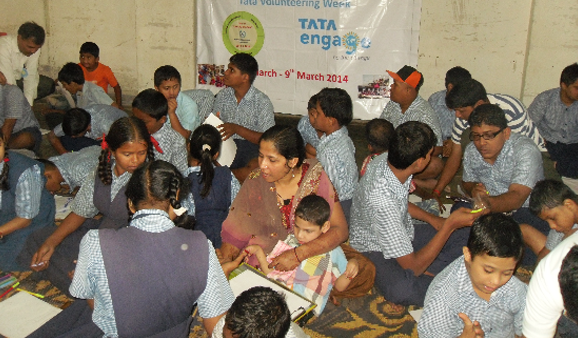 A drawing competition was organised on the theme of environment for the specially challenged students from Sanjeevan Deep school in Airoli, Mumbai