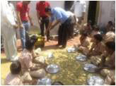 Twenty five employees visited  Kanifnath Astivang Vidyalaya Naregaon, a school for mentally challenged kids, in Aurangabad, and distributed food 